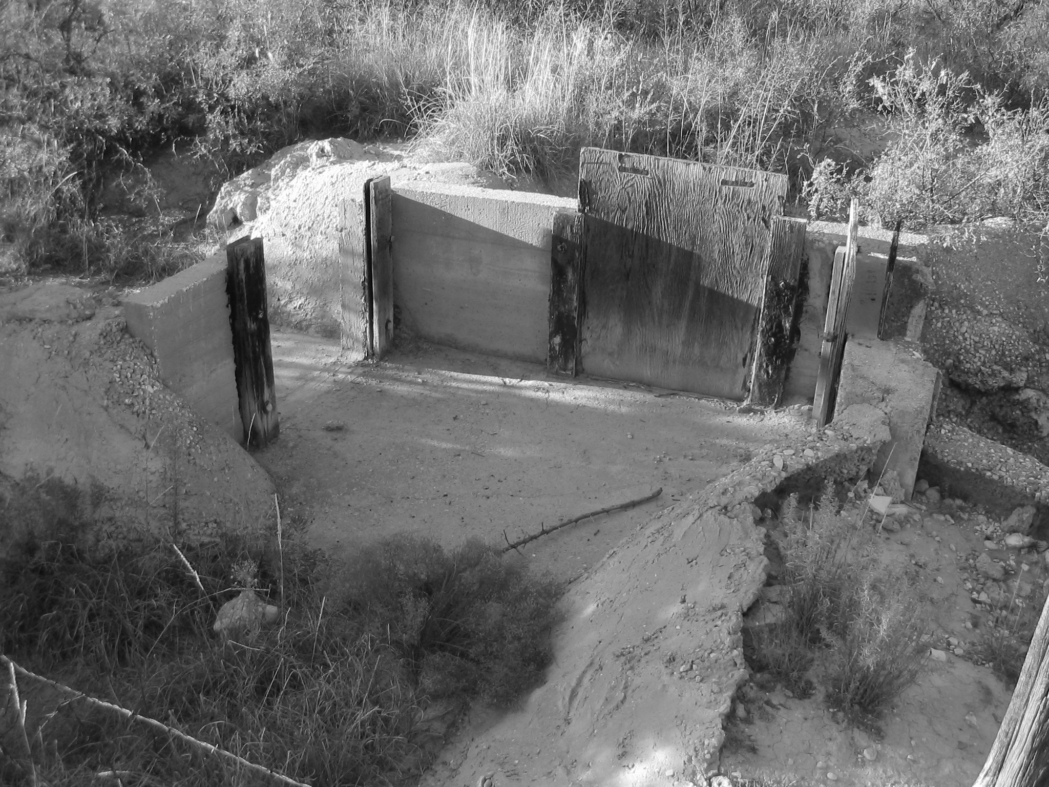 Irrigation Headgate with Wooden Gates